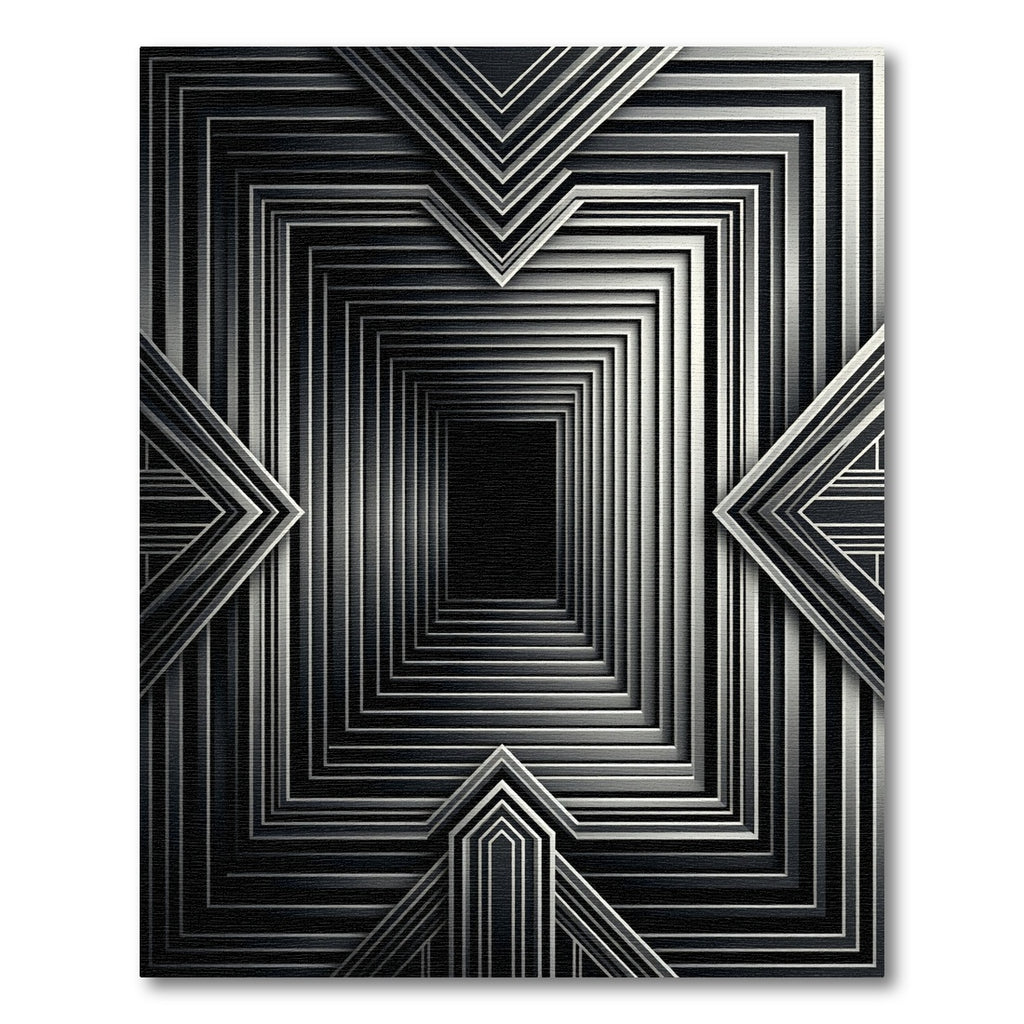 Monochromatic Art Deco Geometric Tunnel Rug