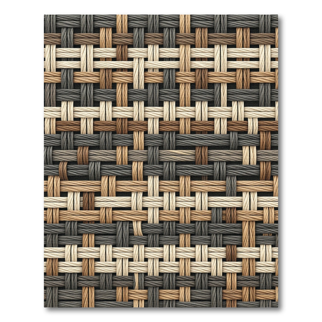 Textured Woven Neutral Earth Tone Grid Rug