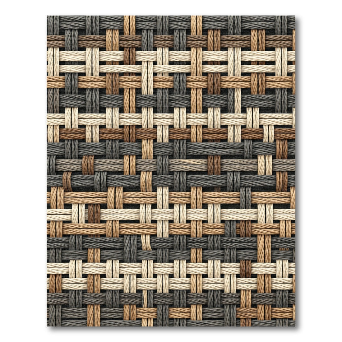 Textured Woven Neutral Earth Tone Grid Rug
