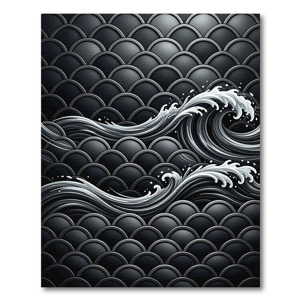Dark Gray Wave Shell Pattern Rug