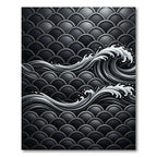 Dark Gray Wave Shell Pattern Rug