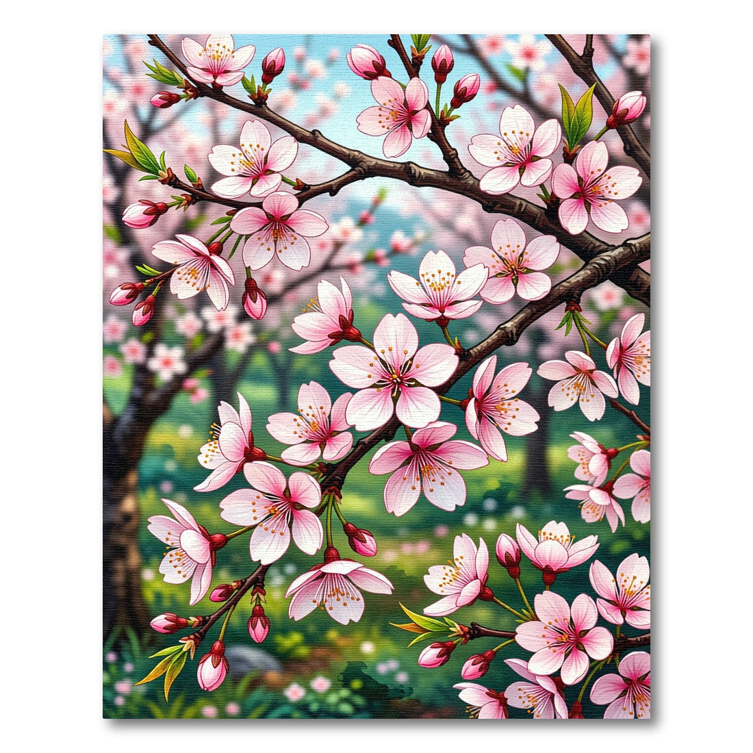 Elegant Pink Cherry Blossom Branch Rug