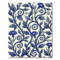 Deep Blue Floral Vine Swirl Rug