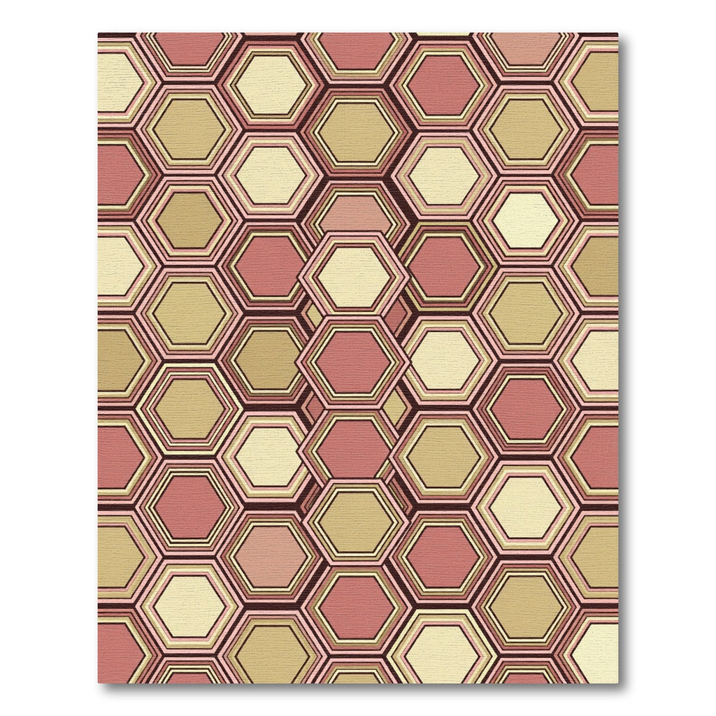 Mid-Century Terracotta Honeycomb Geometric Rug