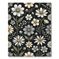 Botanical White Daisy Black Meadow Rug
