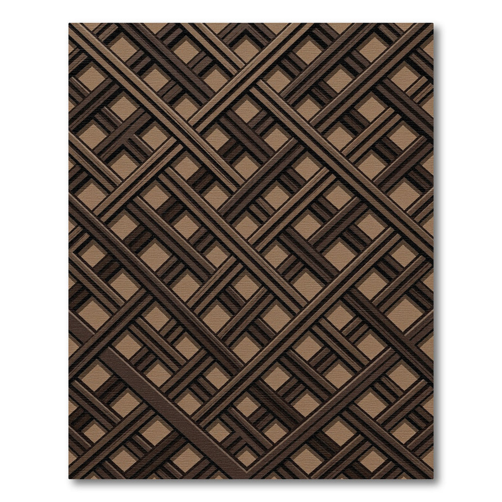 Dark Brown Interlocking Geometric Lattice Rug