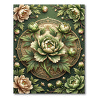 Emerald Green Peony Medallion Rug
