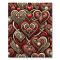 Ornate Crimson Heart Strawberry Clockwork Rug
