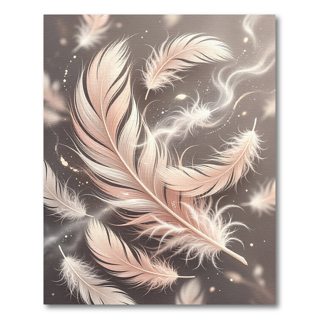 Soft Peach Feather Art Rug