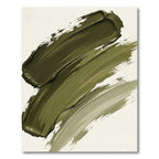 Minimalist Olive Green Abstract Brushstroke Rug
