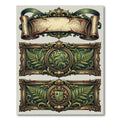 Ornate Green Gold Fern Crest Border Rug