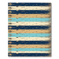 Distressed Navy Beige and Turquoise Striped Rug