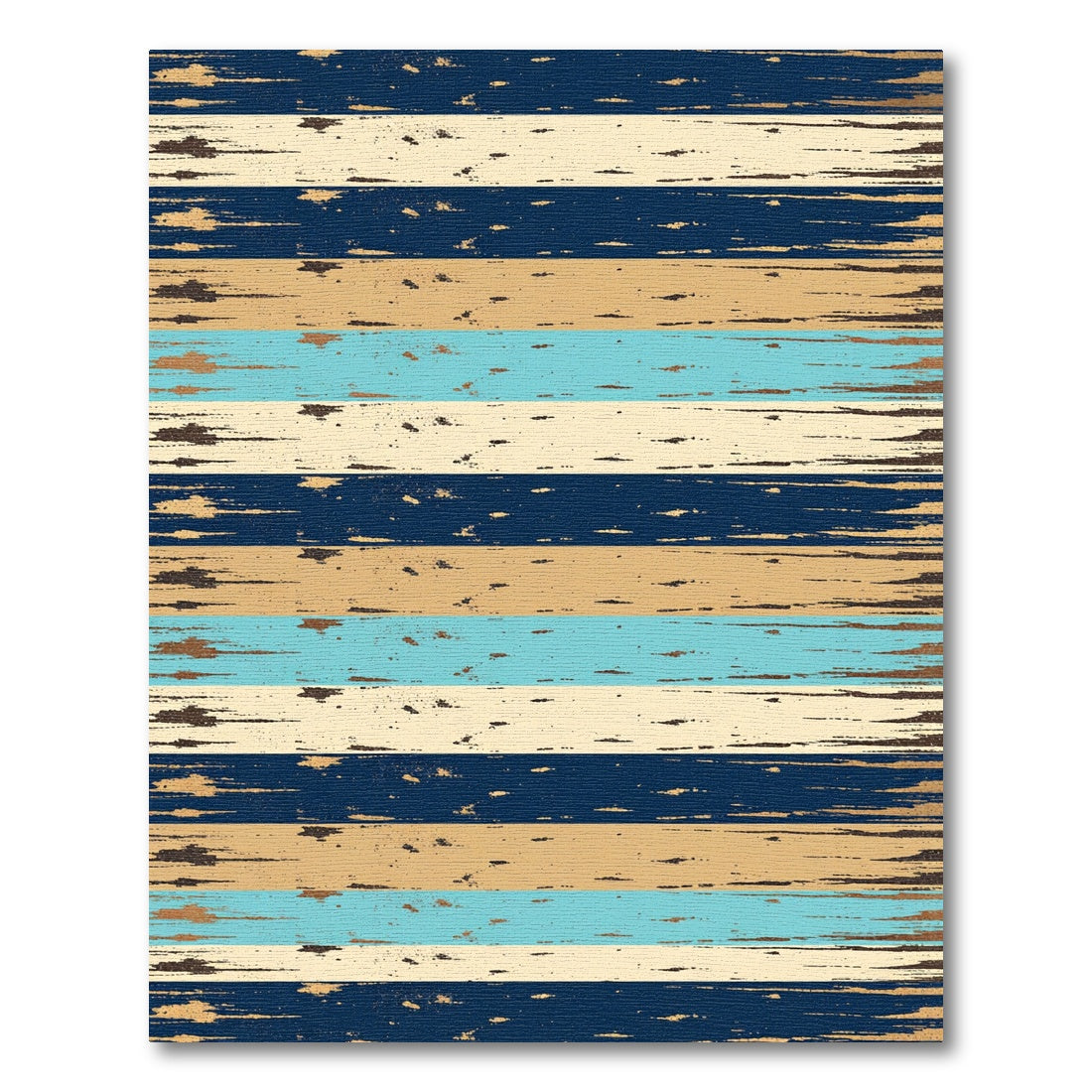 Distressed Navy Beige and Turquoise Striped Rug