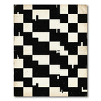 Monochrome Abstract Geometric Checkered Grid Rug