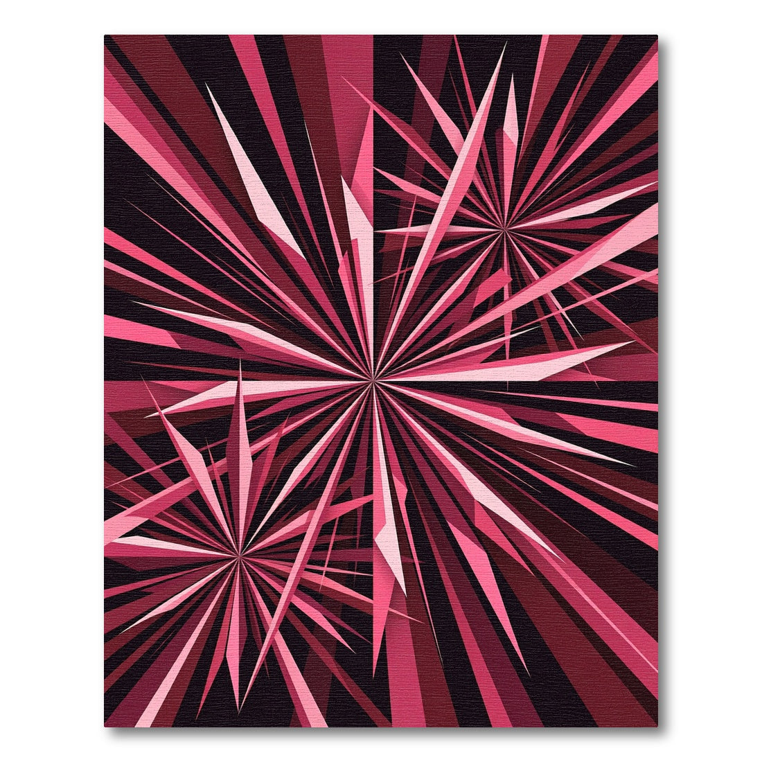 Vibrant Fuschia Geometric Starburst Art Rug