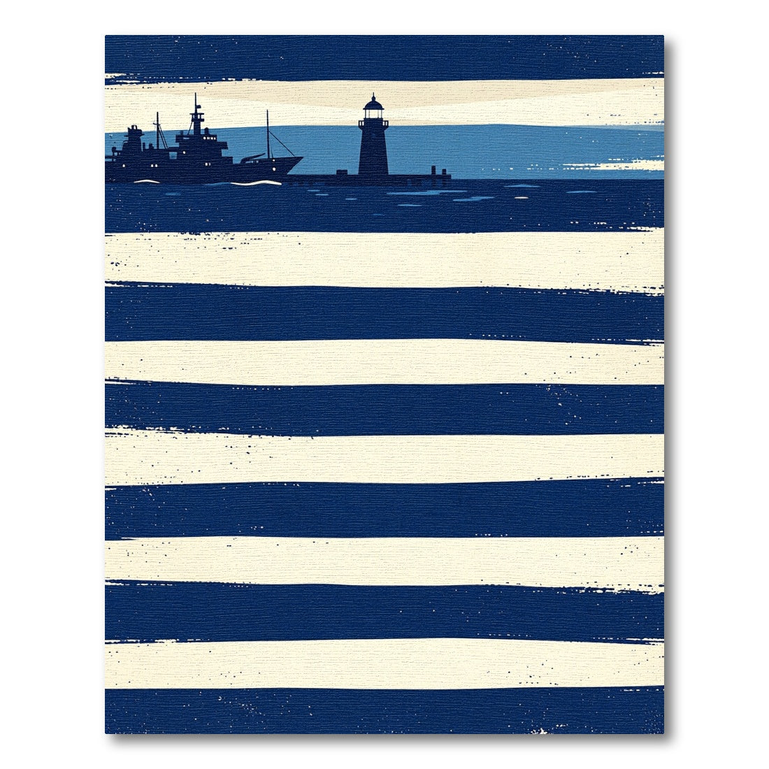 Nautical Striped Shoreline Lighthouse Ship Rug