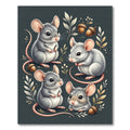 Whimsical Woodland Mice and Acorn Illustration Rug
