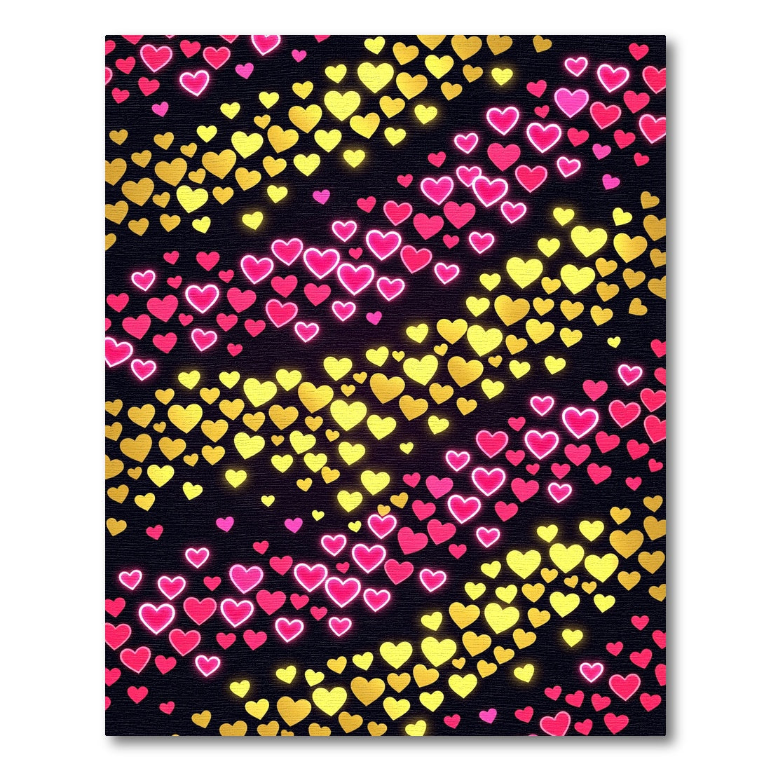 Vibrant Pink Gold Scattered Hearts Rug