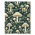 Whimsical Sage Mushroom Forest Illustration Rug