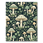 Whimsical Sage Mushroom Forest Illustration Rug