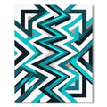 Modern Teal and Black Geometric Zigzag Rug