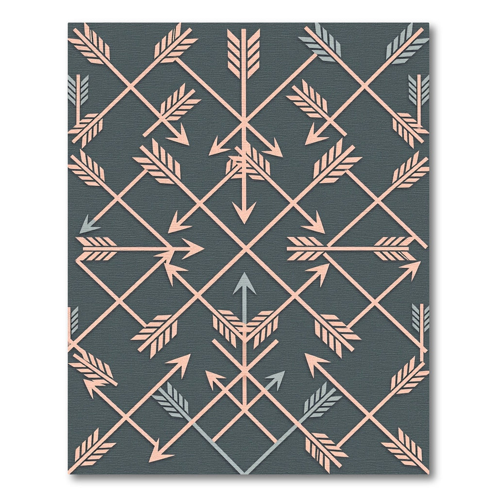 Blush Pink Arrow Geometric Charcoal Rug