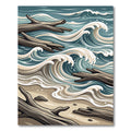 Coastal Driftwood Wave Beach Scene Rug