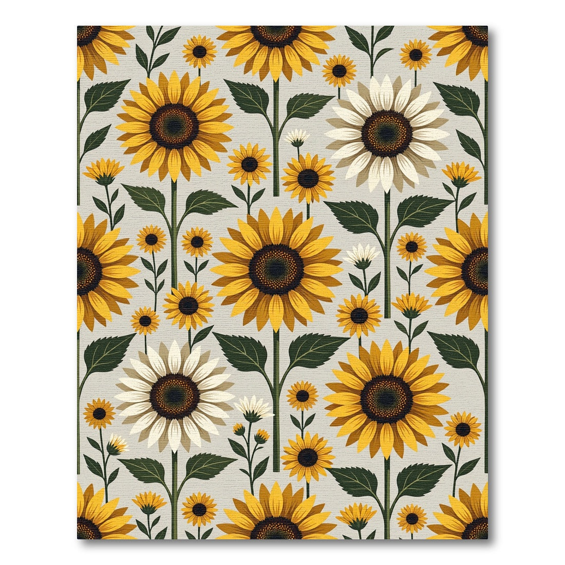 Golden Yellow Sunflower Botanical Repeat Rug