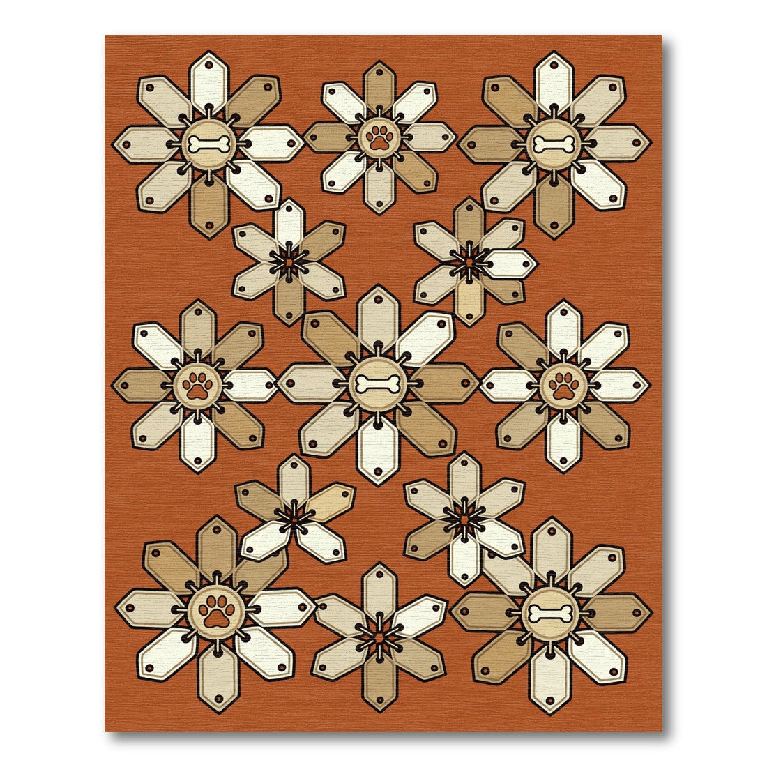 Playful Dog Bone Paw Floral Terra Rug