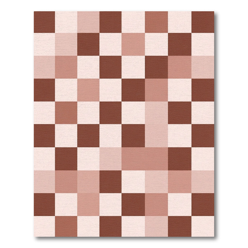 Warm Brown Checkerboard Square Arrangement Rug