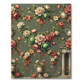 Vintage Floral Bouquet Olive Green Rug