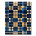 Classic Blue and Gold Plaid Grid Rug