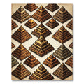 Symmetrical Golden Terracotta Tiered Pyramid Rug