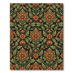 Vintage Orange Floral Square Medallion Rug