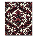 Elegant Burgundy Gothic Damask Scroll Rug
