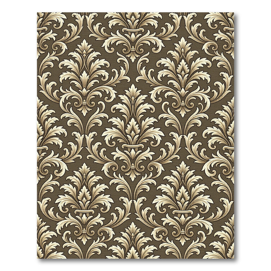Elegant Gold Damask on Chocolate Brown Rug