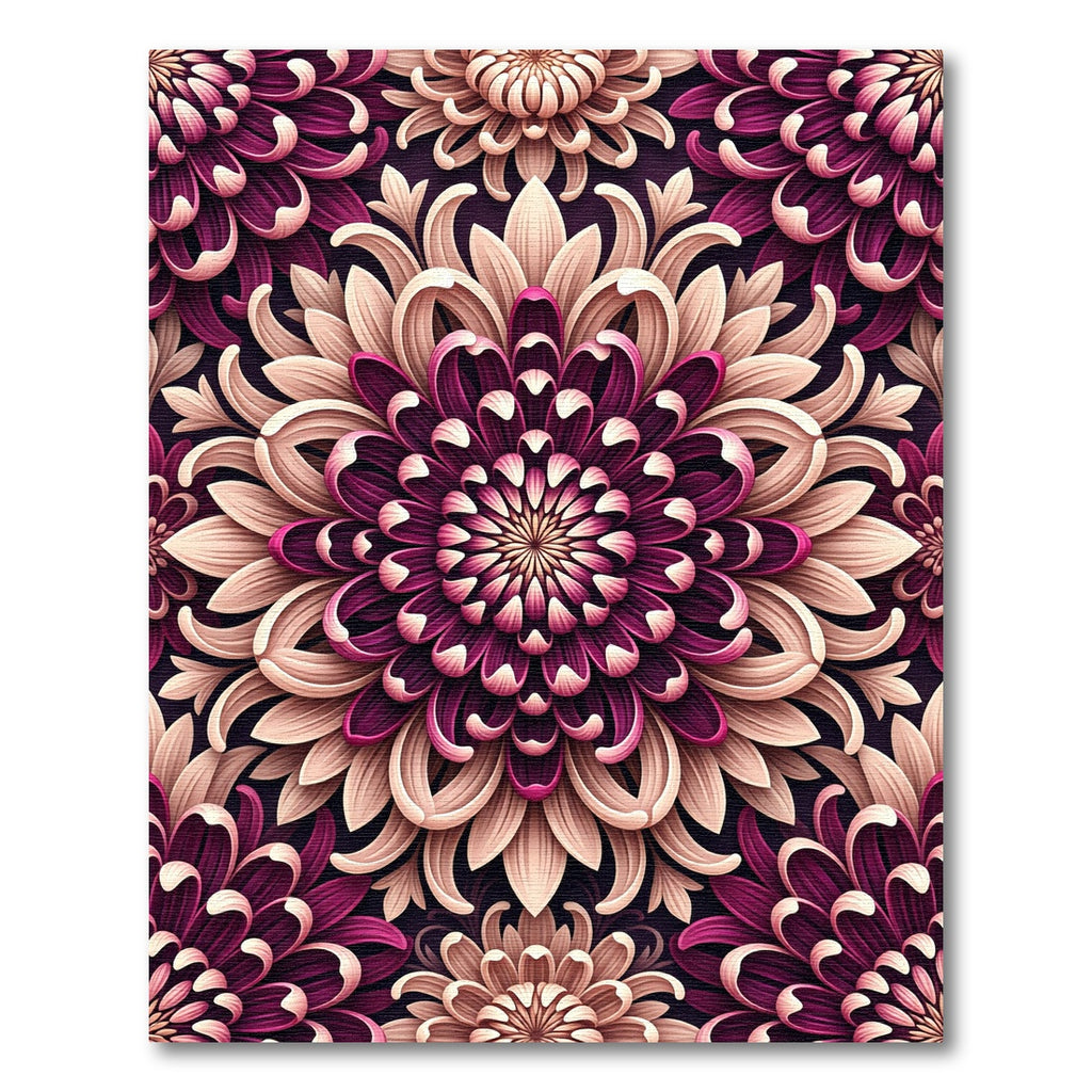 Plum Cream Floral Mandala Rug