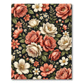 Coral Peach Rose Blossom Garden Rug