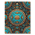 Golden Pyramid Turquoise Celestial Geometric Mandala Rug