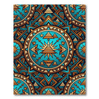 Golden Pyramid Turquoise Celestial Geometric Mandala Rug