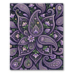 Rich Violet Paisley Floral Swirls Rug