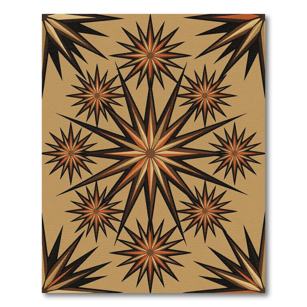 Earth Toned Geometric Sunburst Star Rug