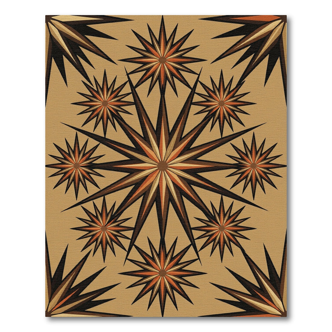 Earth Toned Geometric Sunburst Star Rug