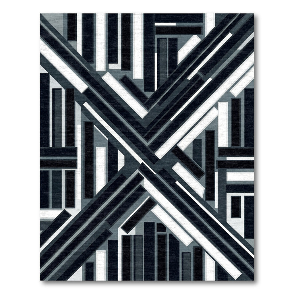 Monochromatic Geometric Overlay Stripes Rug