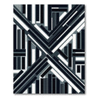 Monochromatic Geometric Overlay Stripes Rug