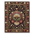 Ornate Gold Pendant Floral Vine Rug