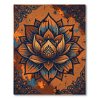Orange Blue Lotus Mandala Art Rug
