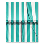 Teal And White Stripe Vertical Rug
