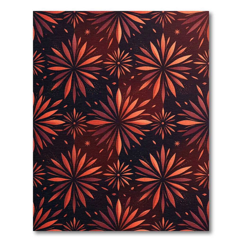 Crimson Orange Fireworks Burst Rug