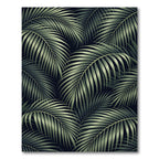 Dark Green Tropical Palm Leaves Rug